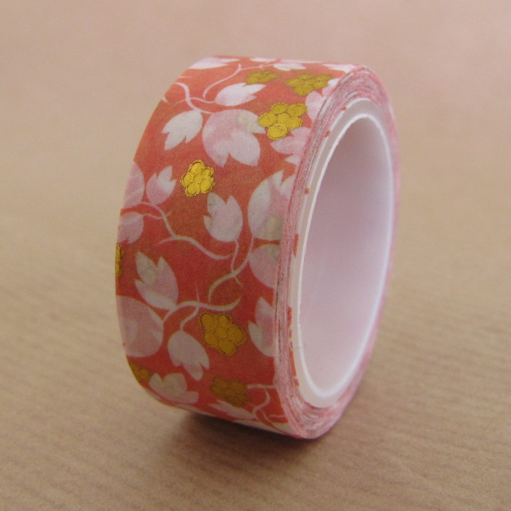 masking tape rouge blanc doré feuilles