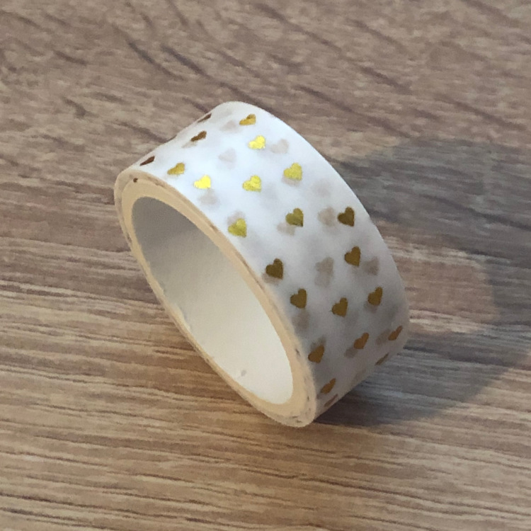 masking tape blanc à cœurs dorés